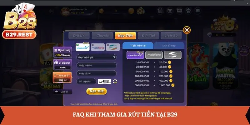 FAQ khi tham gia rút tiền tại B29